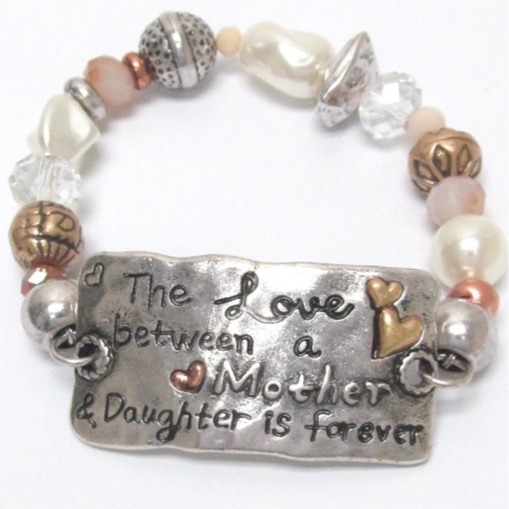 Mother daughter love multi bead bracelet